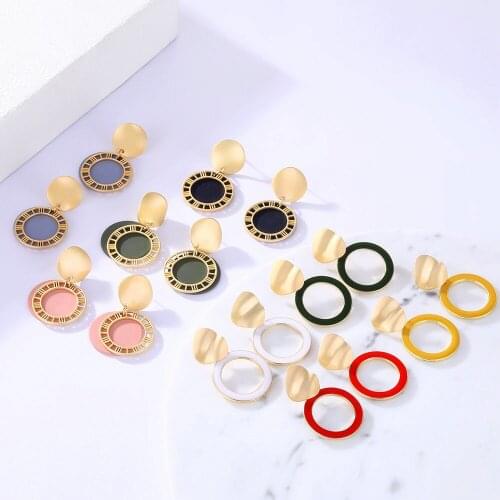 Statement Earrings Fashion Acrylic Earrings For Women Unique Metal Drop Round Heart Dangle Earrings Wedding Geometric Jewelry