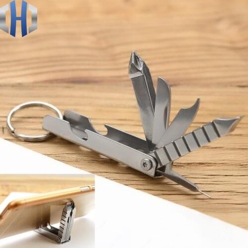 12-in-1 Multi-function Screwdriver Keychain Screwdriver Tool Nail File Mobile Phone Holder Mini Knife