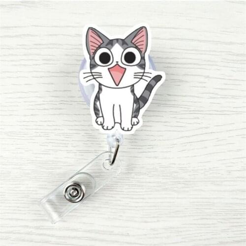 Cartoon cat Nurse Retractable Pull Badge Holder Lanyards ID Name Card Badge Holder Clip Student Nurse Badge Holder Office