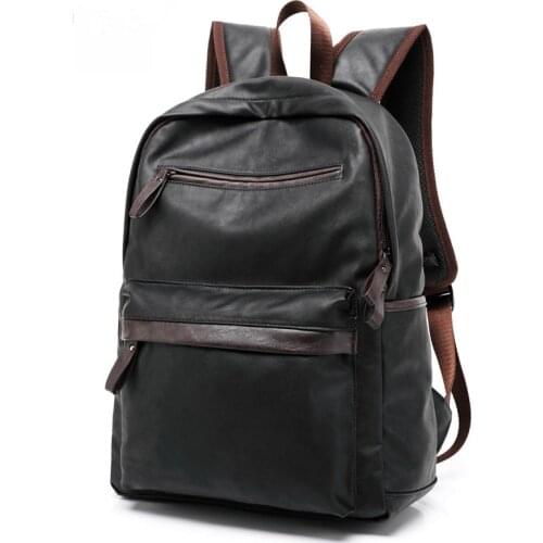PU large space mens leather backpacks male students casual for school shoulder bags mochilas muscular