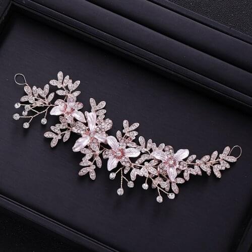 New Gold Flower Rhinestone Crystal Headband Bridal Wedding Headpiece Women Hair Jewelry Bride Hairband Wedding Hair Accessories