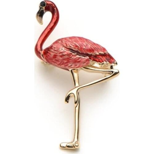 New Exquisite Flamingo Brooch Pin Ladies Fashion Elegant Charm Jewelry Gift