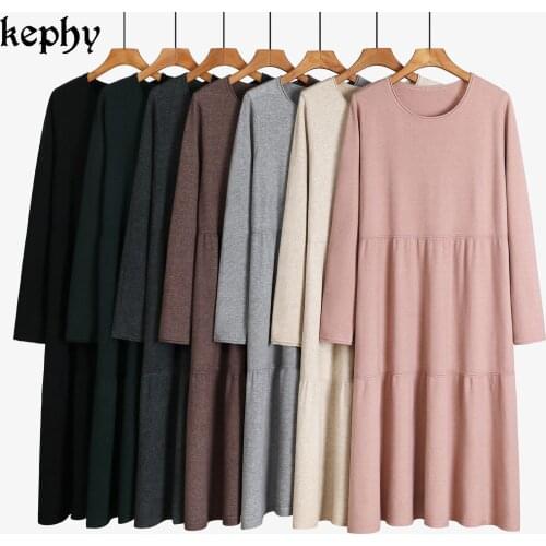 2020 autumn and winter new womens sweater long sleeve black dress loose large plus size knitwear harajuku dress