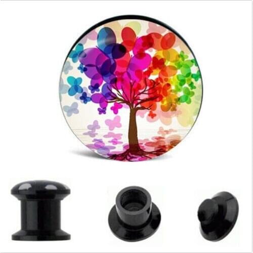 Popular designs Tree of Life screw tunnel plug flesh tunnel ear plug tunnel jewelry body jewelry