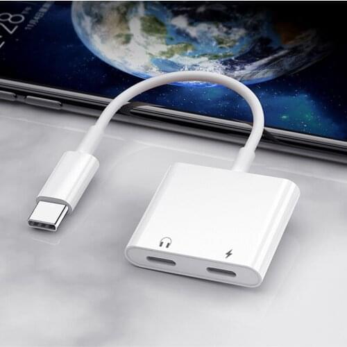 Portable 2 in 1 Audio Adapter Headphone Charge Splitter Type-C Adapter For Huawei Samsung Xiaomi Dual Type C Splitter