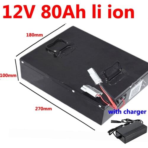 GTK portable 12v 80ah lithium battery 80ah li ion 18650 for Solar Energy Storage fishing boat UPS power supply RV + 10A charger
