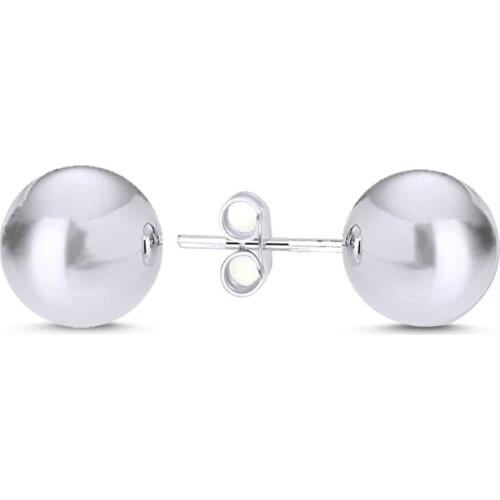 KUTAYDAN 9mm Simple Ball Earrings 925 Sterling Silver
