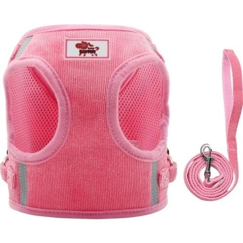 Cat Dog Adjustable Harness Vest Walking Lead Leash For Puppy Dogs Collar Polyester Mesh Harness For Small Medium Dog Cat Pet