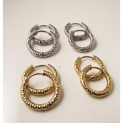 SaYao 2Piece Stainless Steel Punk Hoop Earring Circle Huggie Earrings Men Body Piercing Jewelry helix tragus Earring