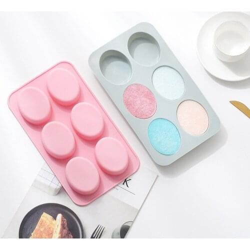 Cute Oval Shape Silicone Soap Mould DIY Cake Decorating 6 Slots Cake Tools Handmade Jelly Maker Fondant Cake Mold Baking Tool