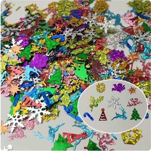 20g Mixed Sequin Pet Laser Glitter Christmas Series Snowflake Sequins For Crafts Stage Photography Phone Case Decor Accessories