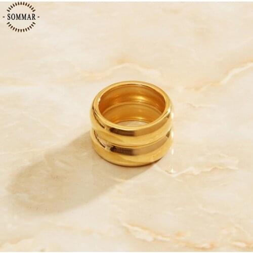 SOMMAR 2021 New Fashion Hot New 18KGP Gold Filled double Layered women ring Girlfriend female rings circular men christmas gift