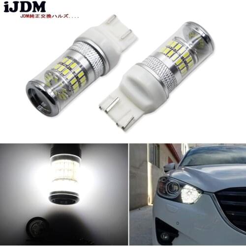 IJDM X-Bright White 48-SMD 7443 7440 LED Bulbs w/ Reflector Mirror Design LED Bulbs For Turn Signal,Backup DRL Lights,W21/5W LED