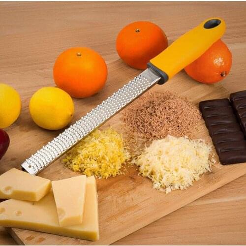 Lemon Zester & Cheese Grater Kitchen Grater with Non-slip Silicone Pad Hanging Hole Stainless Steel Sharp Blade Slender Tool