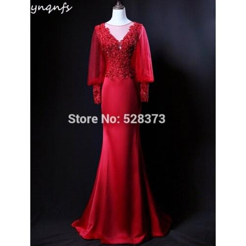 YNQNFS Real Esmeralda verde Madre de la novia vestidos largos trajes de sirena de noche Vestido Formal Vestido de Festa Longo