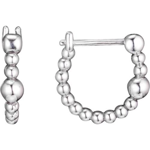 Earrings for women String of Bead Hoop Earring Pendientes Kolczyki Aretes de Mujer Brincos 925 Sterling Silver Jewelry Oorbellen