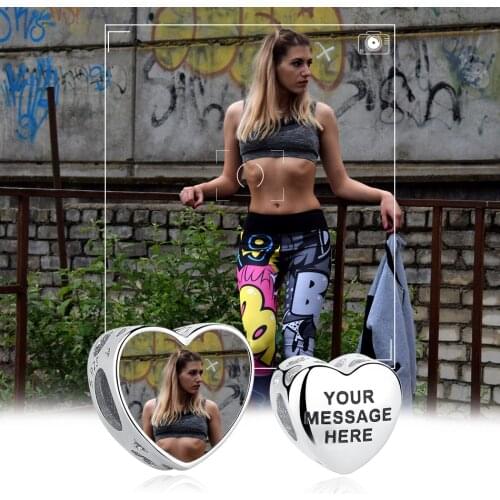 ELESHE Genuine 925 Sterling Silver Personalize Custom Photo Charms Romantic Heart Beads Fit Women Bracelet & Necklaces Jewelry