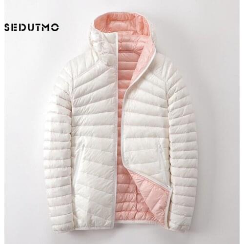 SEDUTMO Winter Plus Size 3XL Duck Down Coat Women Two Side Wear Ultra Light Jackets Hooded Coat Spring Slim Puffer Jacket ED1094