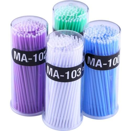 100pcs/pack Disposable Cotton Swab Stick Eyelash Extension Makeup Micro Cotton Swab Brush Temporary Sticker Tattoo Manicure Tool