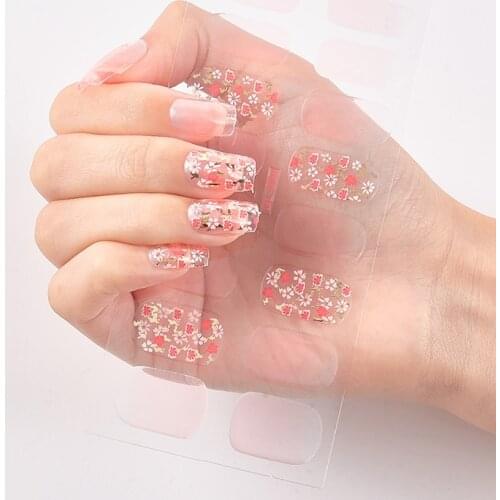 16 Tips/Sheet Lucency Patterned Nails With Creative Nail Decoration Sticker For Nails Decals Plain Stickers Shiny Nail Tape