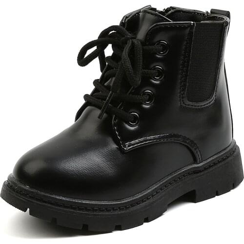 2020 new Ankle Boy Shoes 1-6 Year ChildrenS Autumn Black Leather Boots Baby Winter Shoes Toddler Boot Waterproof For Baby Girl