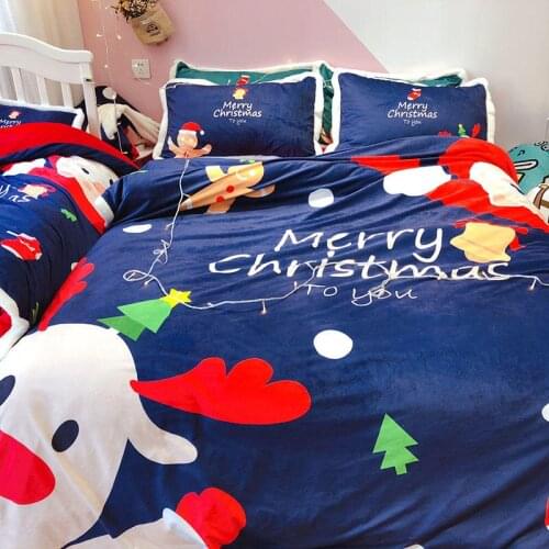 2020 new Merry Christmas Bedding Sets blue Bed Set Santa Claus Bedding Christmas socks elk snowman bed linen single/double bed