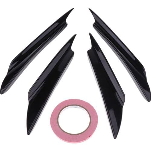 4 Pieces Black Spoiler Front Bumper Canards Splitter Trim Lip Kits