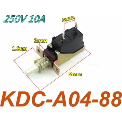 5Pcs Hi Quality 10A 250V AC SPST 2 Pins Push Button Power Switch KDC-A04-88 TUV