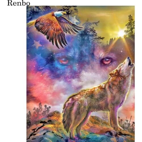 5D Diamond Painting Wolf Home Decor Gift Diy Needlework Diamond Embroidery Mosaic Eagle Forest Animal Cross Stitch Kit New