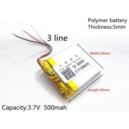 Free shipping)Polymer lithium ion battery 3.7 V,500mah 503030 053030 CE FCC ROHS MSDS quality certification