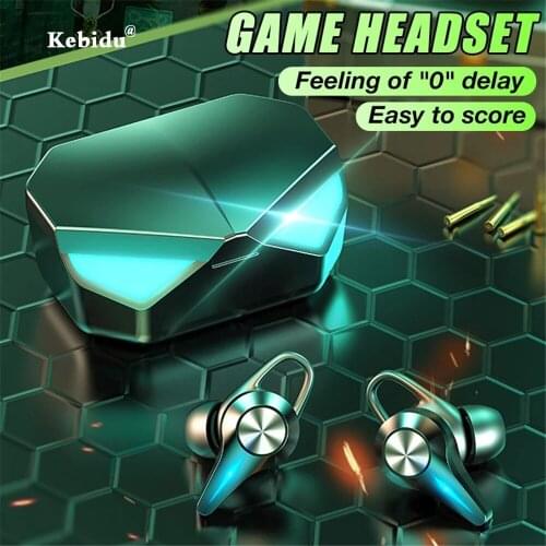 Kebidu Earphone bluetooth wireless headphones TWS earbuds headset gamer Microphone No Delay 9D Hifi Stereo music/game mode