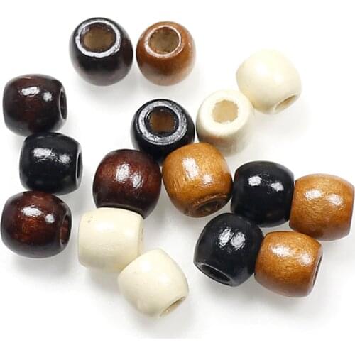 100pcs/lot Vintage Natural Wood Loose Beads 10mm 12mm Coffee/Brown/Beige Big Hole Oval Wooden Spacer Beads DIY Jewelry Findings