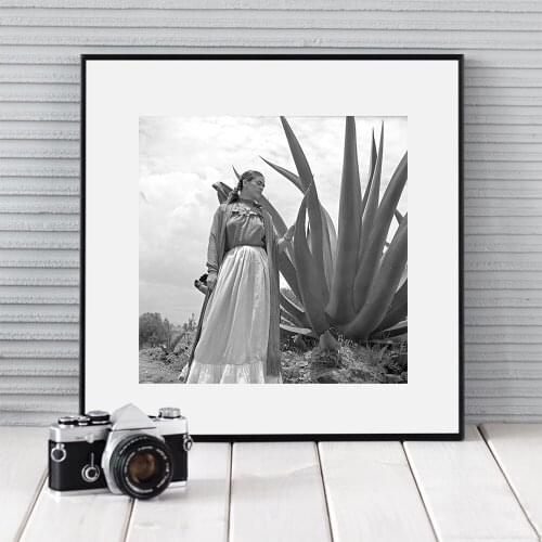 Black White Mexican artist Famous Woman With Agave Plant Posters and Prints Canvas Painting Wall Pictures for Living Room Decor