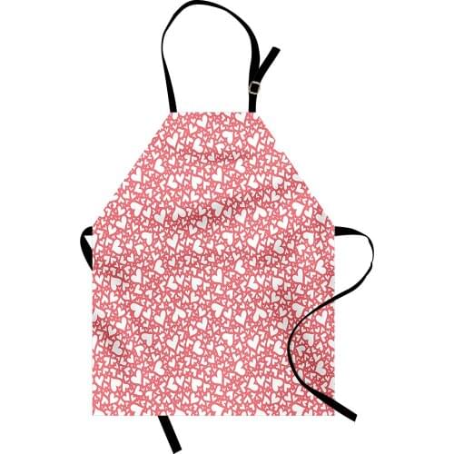 Hearts Apron Graphic Design of Repeating and Revolving Hearts Pattern with Lovely Curvym Kitchen Bib Apron Cooking Baking