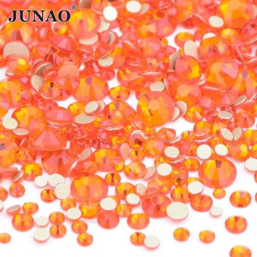 JUNAO 1400pcs Hyacinth Color Mix Size Flatback Glass Crystal Nail Art Rhinestones Stones Non Hotfix Strass for DIY Decorations