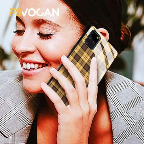 Tartan Plaid Seamless Fabric Cover For Samsung Galaxy S21 S20 FE Plus A71 A70 A51 A50 S10 Note 20 10 Ultra 5G Flannel Phone Case