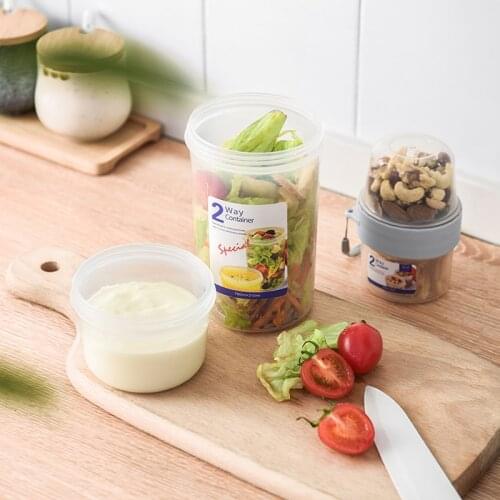 Fresh-keeping Box Transparent Travel Layered Transparent Storage Cup Breakfast Milk Leak-Proof Storage Bottles Food Storage Tank