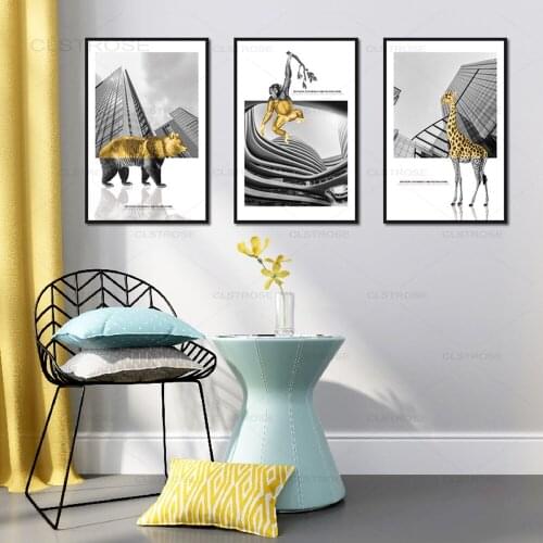 Creative Architectural Animal Canvas Painting Nordic Abtact Posters And Prints Home Decoration Wall Art Pictures For Living Room