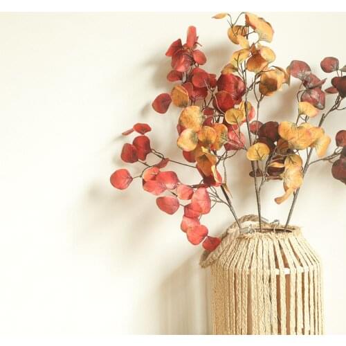 Simulation Round Copper Leaf Fake Plants for Home Garden Decor Silk Plant Wall Wedding Background Decoration Artificial Leaves