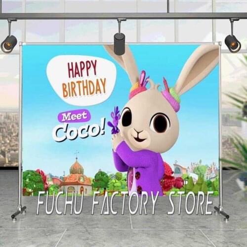 Cartoon Dressed In Purple Bunny Princess Background Girl Birthday Party Decoration Photography Studio 3d Digital Backdrop Cloth