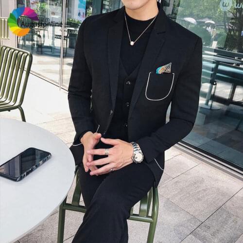 3Piece Jacket Pants Vest Tailored Black Men Suits Slim Fit Prom Wear Wedding Suits for Men Groom Tuxedo Man Blazer Costume Homme