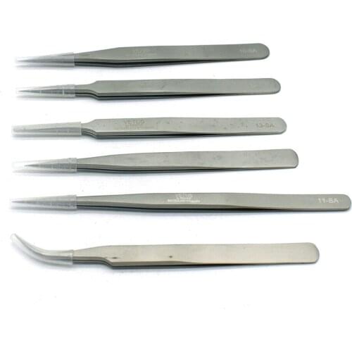 Jewelry Diamond Tweezers Set 6pcs All Purposed Precision Stainless Steel Anti Static Tool Kit