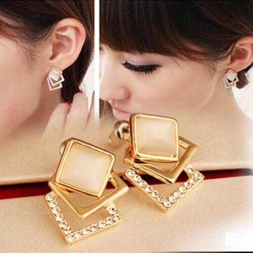 New Arrival Trendy Acrylic Geometric Square Earrings For Women Elegant Fashion Water Crystal Rhinestone Pendant Earrings Jewelry