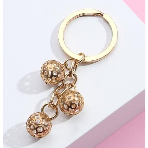 New Design Keychain Cute Rhinestone Ball Star Key Ring Filigree Crystal Spacer Bead Key Chains For Women Jewelry Handmade Gifts