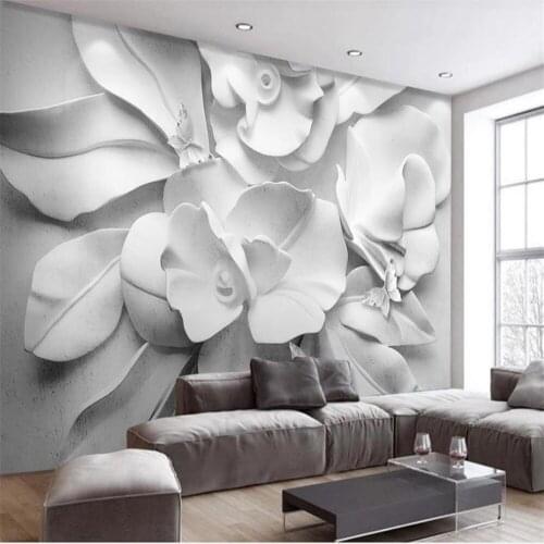 Custom Modern minimalist atmosphere 3D stereo relief flower wallpapers TV sofa background wall