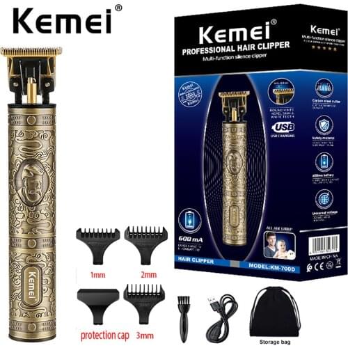 Kemei KM-700D Professional Hair Clipper Barber Hair Trimmer for Men Retro Buddha Cordless Edge Electric Hair Cutting Machine