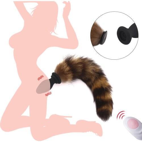 Sex Toy Fox Tail Anal Plug Vibrator Wireless Remote Vibrating Butt Plug Anus Dilator For Couples Adult Game Cosplay Accessories