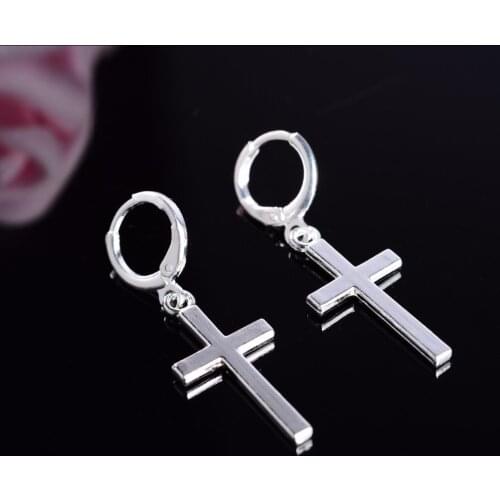 New Fashion Women Costume Jewelry Drop Earrings Cross Shape Vintage Silver Color Gold For Women Crosses Earring Pendientes