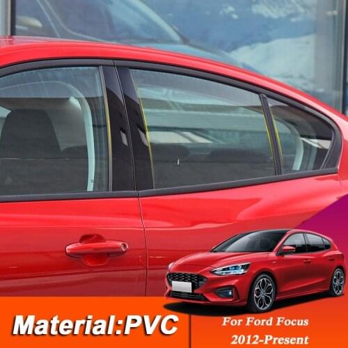 Car Styling PVC For Ford Focus 3 4 2012-Present Hatchback Sedan Car Window Trim Middle Column Stickers External Auto Accessories