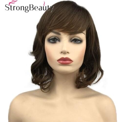 StrongBeauty Body Wave Natural Wigs Medium Length Synthetic Women Hair Capless Wig